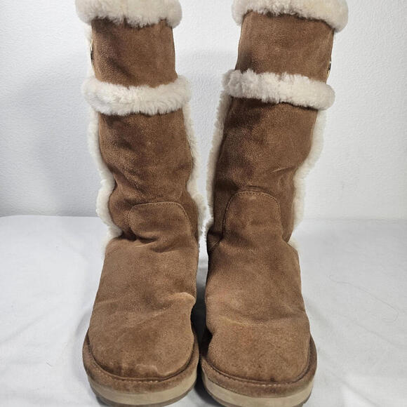 Michael Kors Winter Tall Suede Boots Walnut - size 10 Warm Cozy - Picture 3 of 8